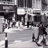 Our picture shows Fargate, Sheffield, in the early 1960s with Davy's Cafe, three doors below Barratts shoe shop.  Davy's was a popular eating place.  The premises are now occupied by W.H. Smith's.