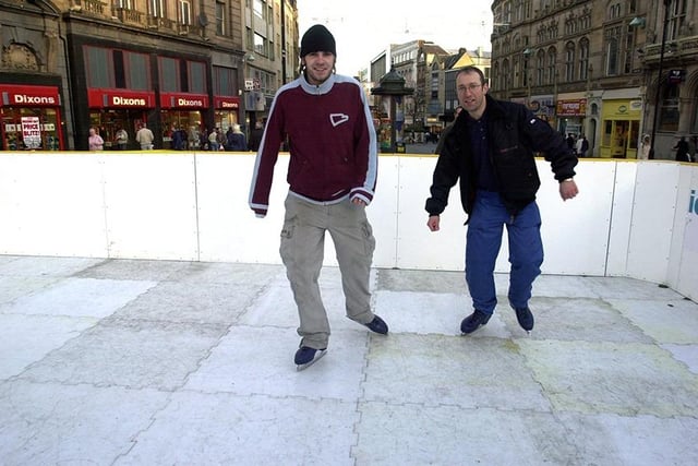 Skaters on the Ice Sheffield mobile rink in Fargate, December 27, 2003