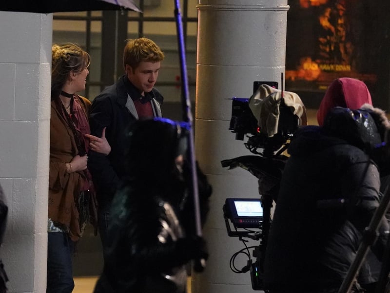 Ed McVey as he plays the part of Prince William as they film scenes for the next season of The Crown in St Andrews, Scotland.