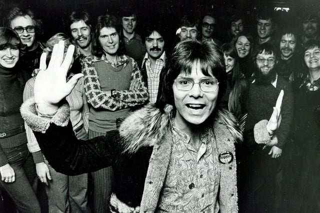 Cliff Richard is surrounded by fans at Sheffield City Hall, January 21, 1975
