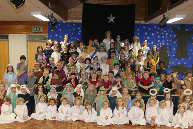 The cast of  Holme Hall primary nativity in 2012
