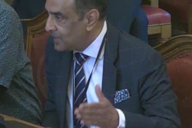 Coun Mohammed Mahroof spoke about school places myths at a meeting of  Sheffield City Council's education, children and families policy committee. Picture: Sheffield Council webcast