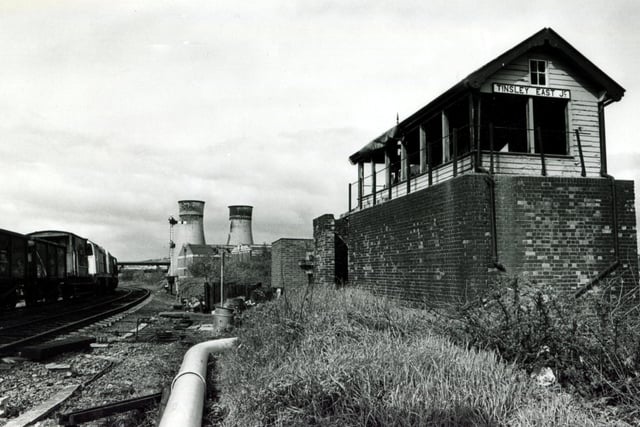 The Tinsley East railway signal box pictured in 1985