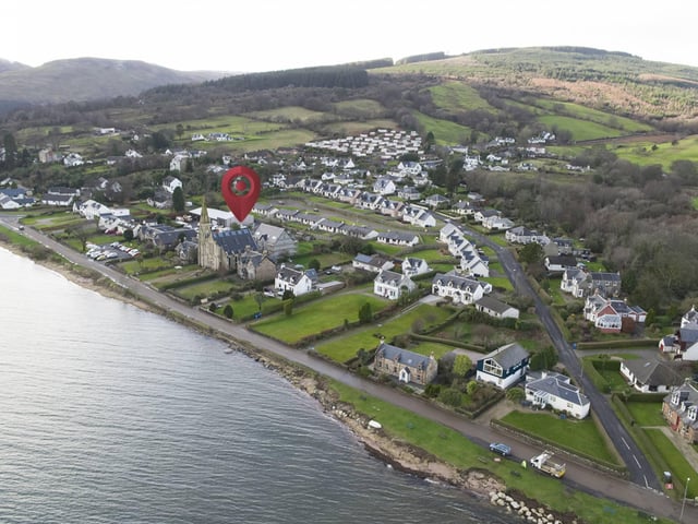 Aerial view of Lamlash with site indicated.