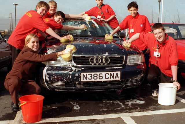 Scouts from the 58th Doncaster troope got out their buckets and sponges to raise money for their international jamboree in Chile. The scouts pictured herein 1998 with British telecoms Ally Edwards washed cars on saturday at Bt's call centre at lakeside. They are, let to right, Robert Simmons,14, David Plant, 13, Matthew Vernon,14, Peter McChrystal,15, Phillip Tasker,14 and also 14 Chris Tate.