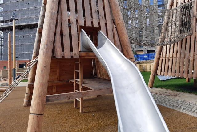 One of the slides  in Pound's Park, Rockingham Street, Sheffield, due to open on Monday.