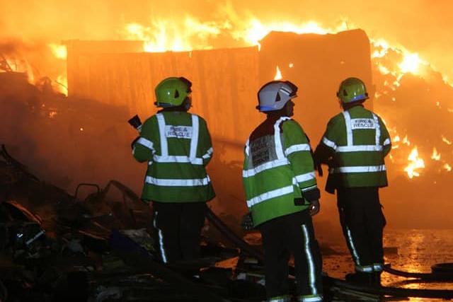 Firefighters battle the flames at Arthur's Waste Management in Neepsend.