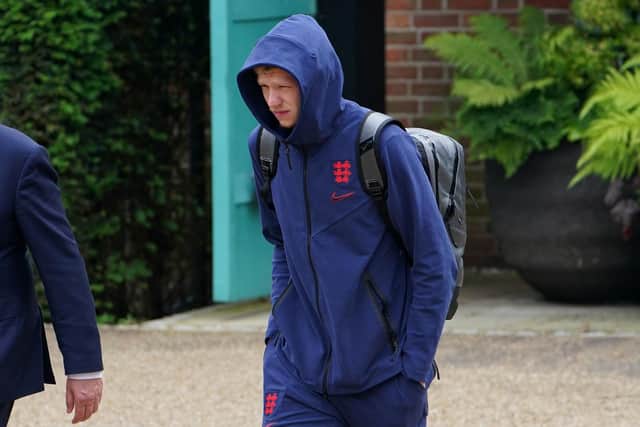 England goalkeeper Aaron Ramsdale leaves the Grove Hotel, Hertfordshire after England's shootout defeat in the Euro 2020 final: Jonathan Brady/PA Wire.
