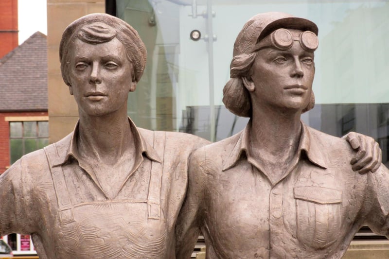 The famous Women of Steel sculpture outside the City Hall, 2016 (Picture Sheffield ref no A01796)