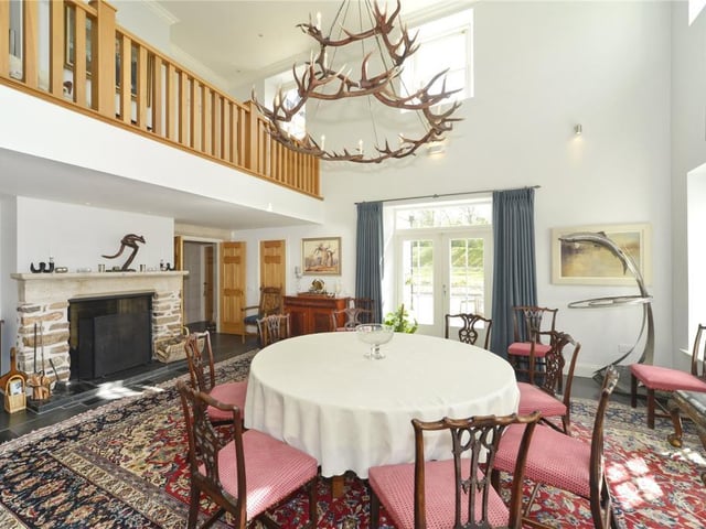 Orton, Fochabers, Moray is a gorgeous modern yet traditional estate. The house has eight bedrooms and seven bathrooms and is on the market for offers over £2,650,000