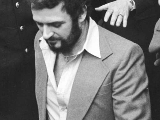 Peter Sutcliffe pictured at his trial