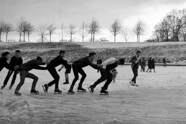 Ice skating on Inverleith Pond, Edinburgh, in December 1961