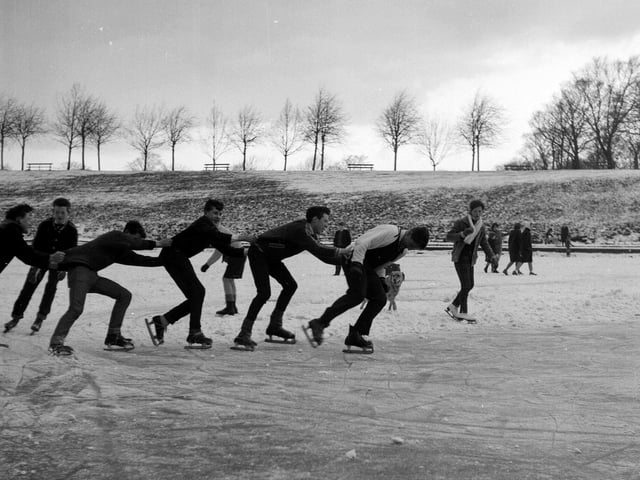 Ice skating on Inverleith Pond, Edinburgh, in December 1961