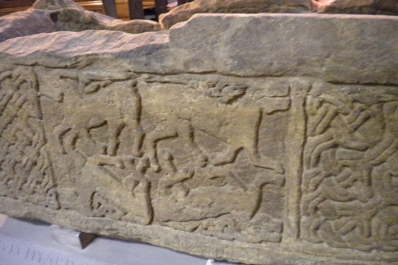 Now on display at the Govan Old Parish Church in Glasgow, the Govan Stones are lost carvings of the ancient Kingdom of Strathclyde. Forty six stones were discovered in the graveyard in the 19th century, including a sarcophagus (pictured), five hogback stones and 31 recumbent gravestones - each weighing half a ton. They are believed to date back to the 9th century, when warlords battled for control of the Clyde region.