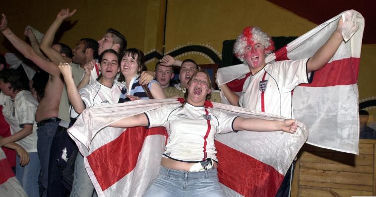 These football fans in 2002 knew how to party.