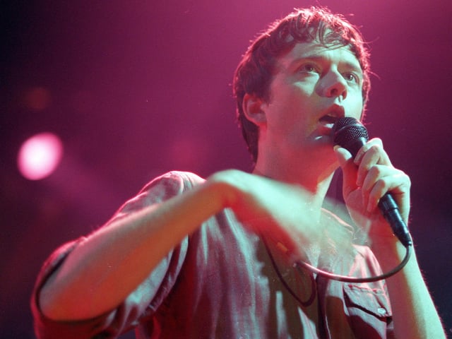 Cocker - seen here at the Doncaster Dome with Pulp in 1998 - was sent to school wearing lederhosen as a child. The traditional outfit was a gift from an uncle in Germany.