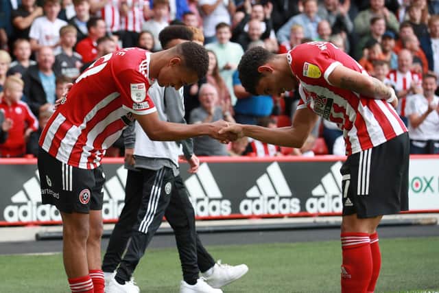 Iliman N'Diaye and Morgan Gibbs-White linked up well for Sheffield United on Saturday against Peterborough. Simon Bellis / Sportimage
