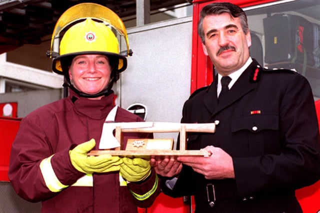 At the 2001 Passing Out  Parade for Trainee Firefighters,  the award for 'Top Trainee' along with the coveted Silver Axe trophy went to Sarah McDowell, 32, from Sheffield.
Sarah, along with 18 other successful trainee firefighters, displayed their professional new skills before the Chief Fire Officer, Barry O'Donnell, and an audience of family, friends and VIPs.