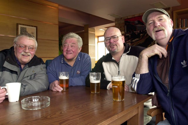 10 am opening at The Horseshoe  l/r: Colin Bishop, Edward Exley, David Tart and Ken Smith  at the Horseshoe pub, Wombwell in 2003