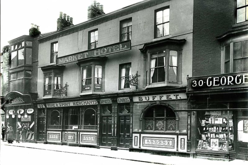 The Market Hotel in Lynn Street, with Burtons to the left.  Photo: Hartlepool Library Service.