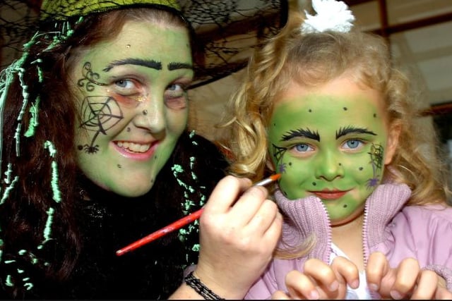 Ellie Waggot, aged five from Stainforth getting her face painted by Joanne Daley from Balby. 2006.