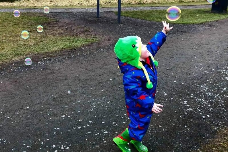 Paul Watson captured his grandson playing with bubbles.