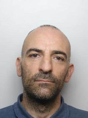 Custody image of John Farrell,  aged 46, of Addison Road, Firth Park, Sheffield who was sentenced to 12 months' custody for theft and fraud