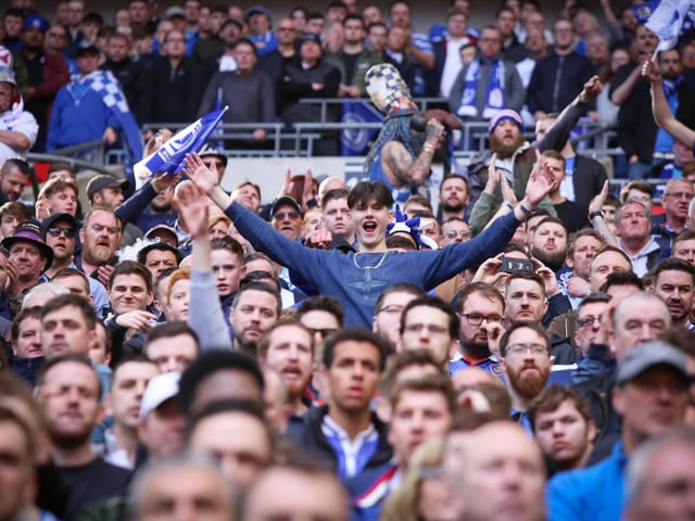 Pompey fans at Wembley in 2019.