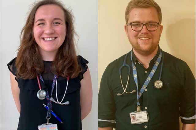 Newly qualified doctors, Annie Evans and Philip Mitchell.