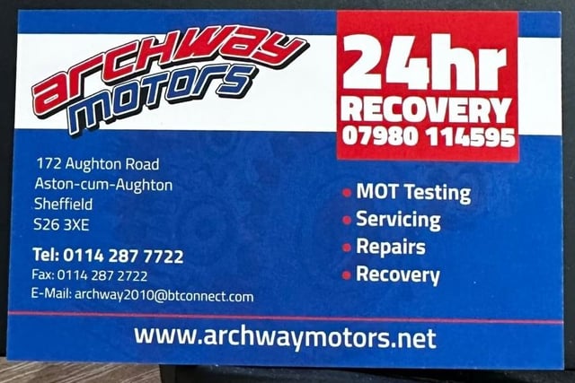 Pictured is Archway Motors, on Aughton Road, at Aughton, Sheffield, who bagged five stars out of five on the approvedgarages website and four-and-a-half out of five stars on Google Reviews. One customer praised the garage for doing an 'excellent job' with a 'good price' and for being 'very helpful'.