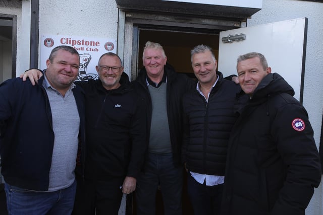 Ex Stags favourites meet up before the match, Paul Holland, George Foster, Greg Fee and Aidy Boothroyd