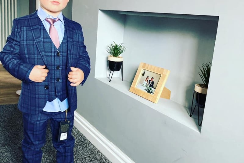 Sarah Louise Hunter shared this picture of her boy, saying: "A fresh trim and shopping for a new suit for a wedding."