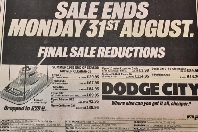 Before Morrisons there was B&Q.
And before the big red shed dominated the landscape at Invertiel, there was ... Dodge City.
Back in 1981, a Flymo mower set you back less than £30...