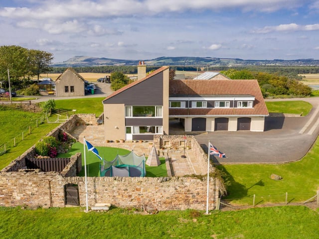 Aerial view of house and main garden.