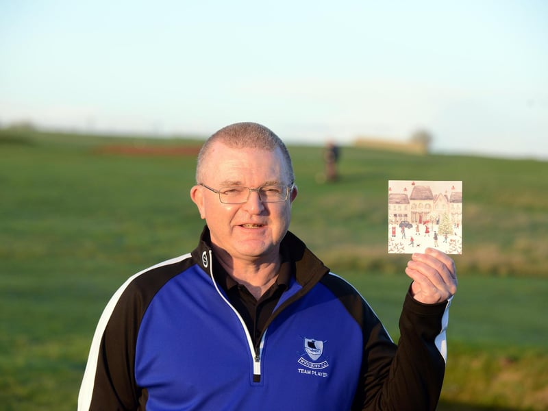 Whitburn Golf Club treasurer Ian McConnell with the Christmas card from golfing legend Peter Alliss.