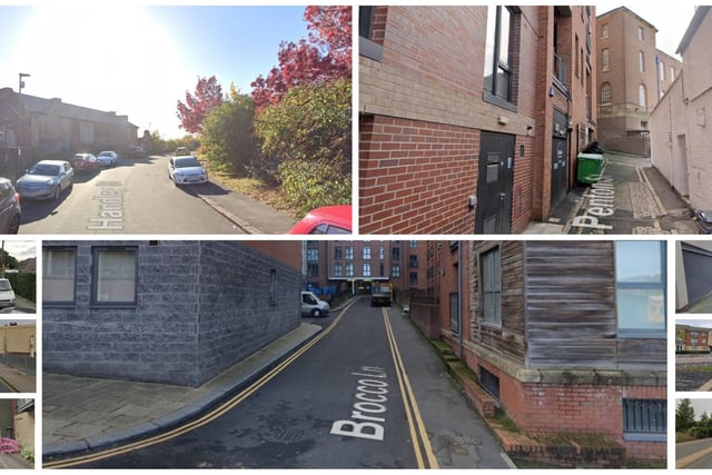 The nine Sheffield streets pictured here are the locations where police received the highest number of drug offences in April 2023, according to newly-released figures