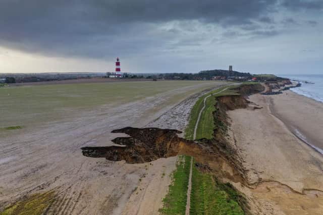 Happisburgh near Norwich is the most at-risk area for erosion in the coming 20 years, with a potential 97 metres lost in the coming decades. Already, a number of homes and farmland has been lost to erosion.