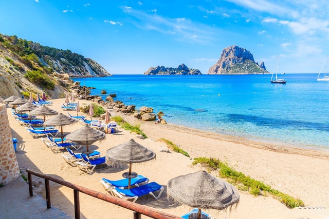 Cala d'Hort beach on Ibiza island. The immensely popular holiday destinations in Spain is known for its luxurious beaches and scorching temperatures. However, on Monday, temperatures on the island reached 29C in the afternoon, 1C below the blazing 30C in the steel city.
