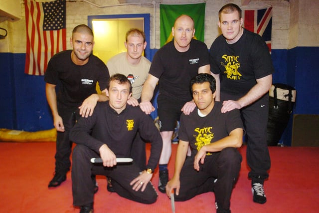 Instructor Mick Shore was teaching knife and needle combat skills in his gym on Beckett Road in 2008. Back L-R are Banny Theoclitou, of Mansfield, David Chambers, of Barnsley, Barry Williams, of Doncaster, and Andy Squires, of Blaxton. Front L-R are Mick Shore, and  Luke Durham, of Retford.