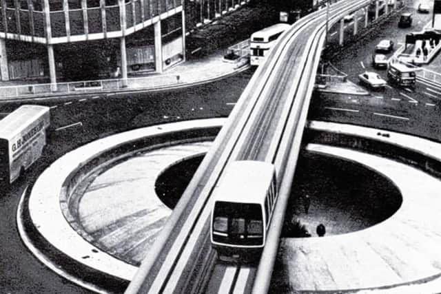 Plans for a monorail network in Sheffield, which were abandoned in 1975, could now be revived. This image produced at the time shows the raised tracks passing over the Hole n the Road, which is now long gone.