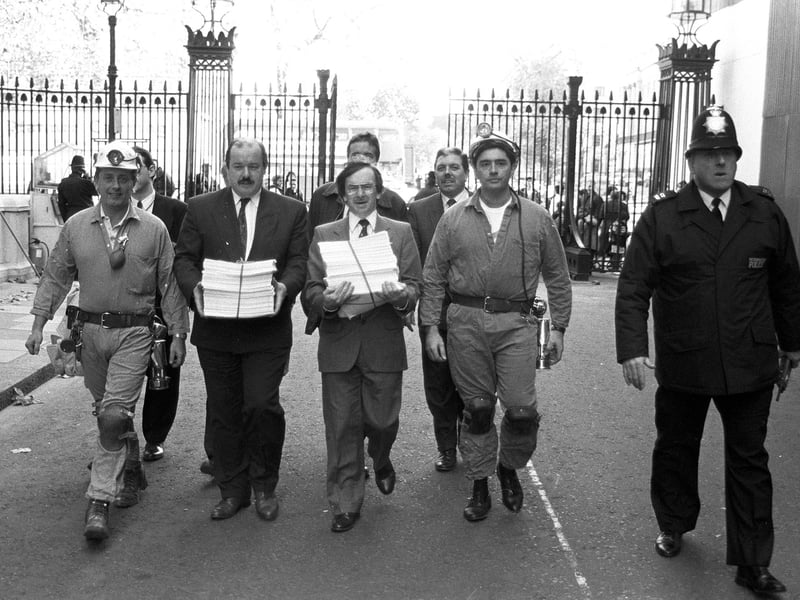 Mansfield Chad and Worksop Guardian editors Jeremy Plews and George Robinson take a petition signed by thousands to Downing Street.