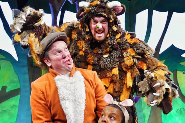 Gruffalo, Fox and Mouse in the stage adaptation of children’s classic The Gruffalo at the Lyceum Theatre. Photo: Ben Brailsford