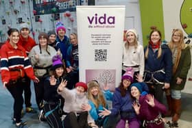 A Vida Sheffield group photo at the Everest Challenge fundraising climb to mark the 70th Anniversary of Sir Edmund Hillary and Sherpa Tensing at Awesome Walls in Sheffield.