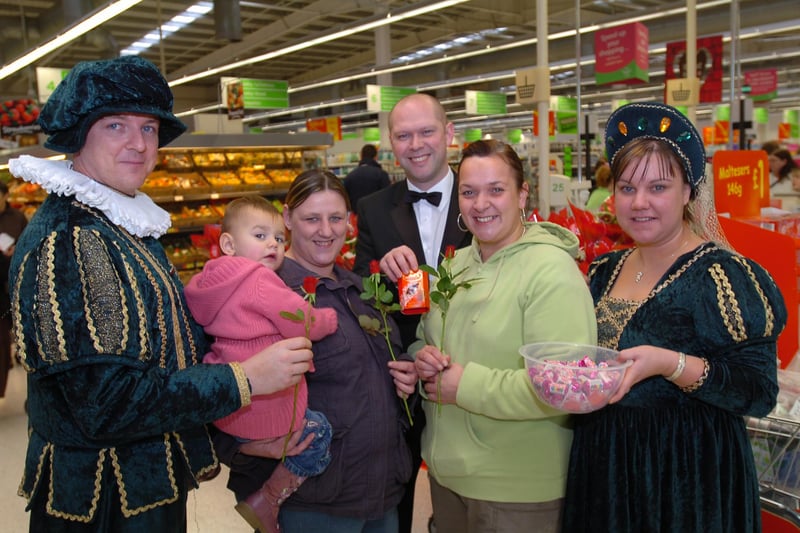 Roses were the prize for these Valentine's Day competition winners at Asda in Peterlee in 2008. And Romeo and Juliet were even there to add a romantic touch to the event!