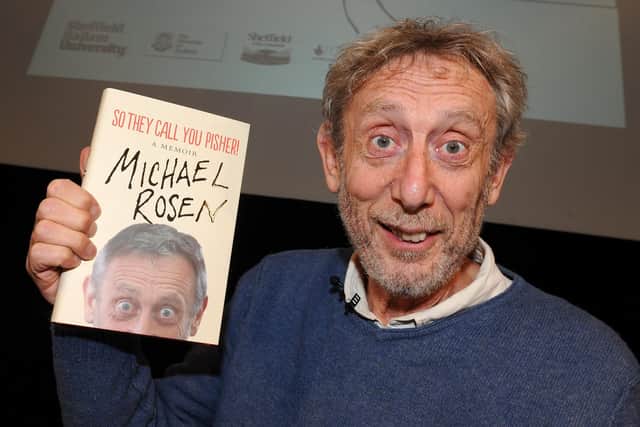 Michael Rosen pictured at a previous year's Off The Shelf festival, ahead of giving a talk