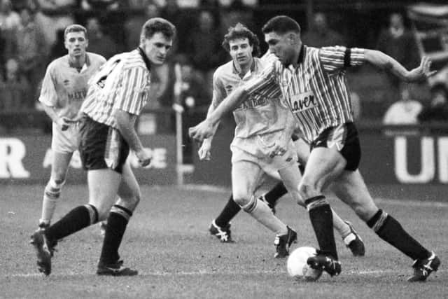 Sheffield United v Derby County - 26th January 1991. Vinnie Jones on the ball.