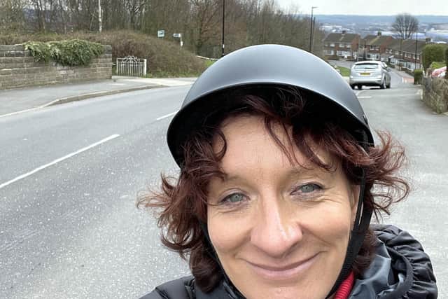 Dr Jo Maher after cycling up Jenkin Road