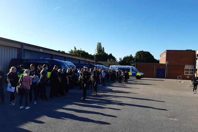 More than 100 officers gathered before the county lines operation in Sheffield.