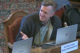 Green Coun Paul Turpin, pictured here in the Sheffield City Council chamber, described the street tree inquiry report as "emotive and powerful"