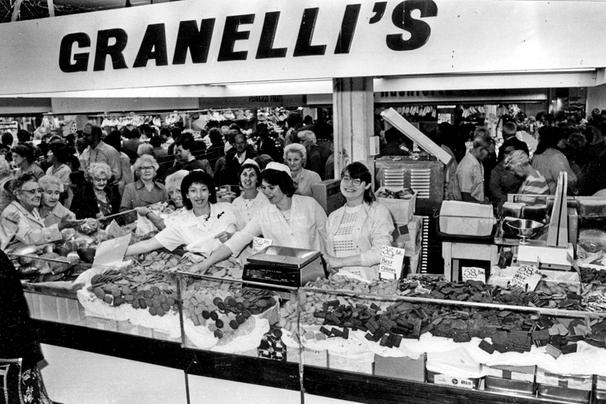 Granelli's sweet stall at Sheaf Market, 1985 (picture S01806)